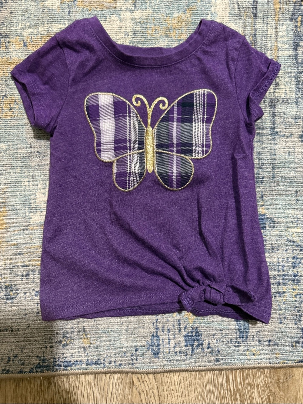Garanimals Purple Short-Sleeve Tee with Plaid Butterfly